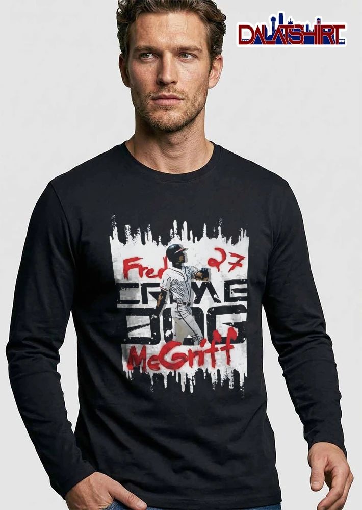 Crime Dog 27 Fred Mcgriff Baseball Player Silhouette Paint Drips shirt