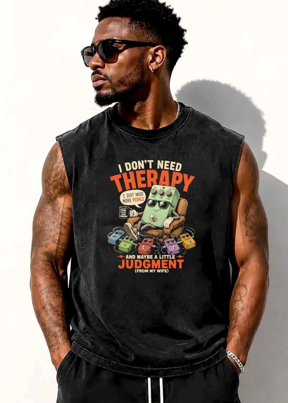 I Dont Need Therapy Just More Pedals And Maybe A Little Judgment From My Wife Cartoon Pedal In Armchair shirt
