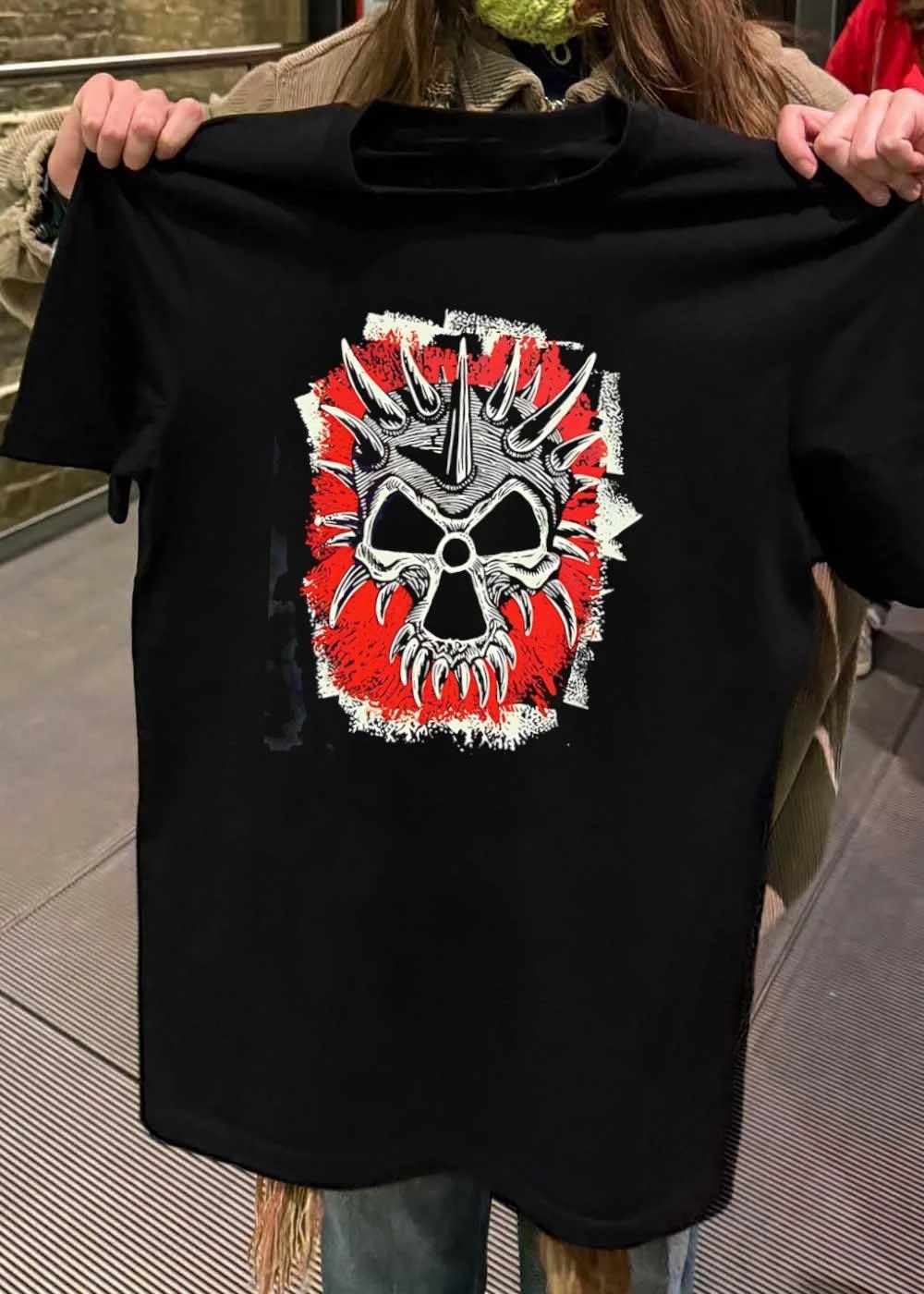 Punk Rock Spiked Skull Graphic T-Shirt