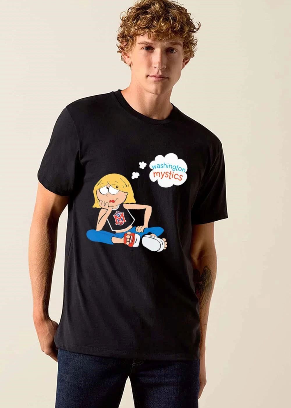 Premium Washington Mystics WNBA Cartoon Blonde Girl Daydreaming Sitting shirt