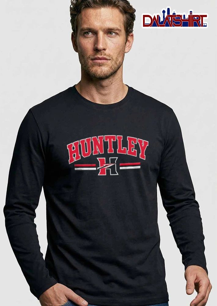 Huntley High School Red Raiders Arched Varsity Text Split Letter H Spear Stripes shirt