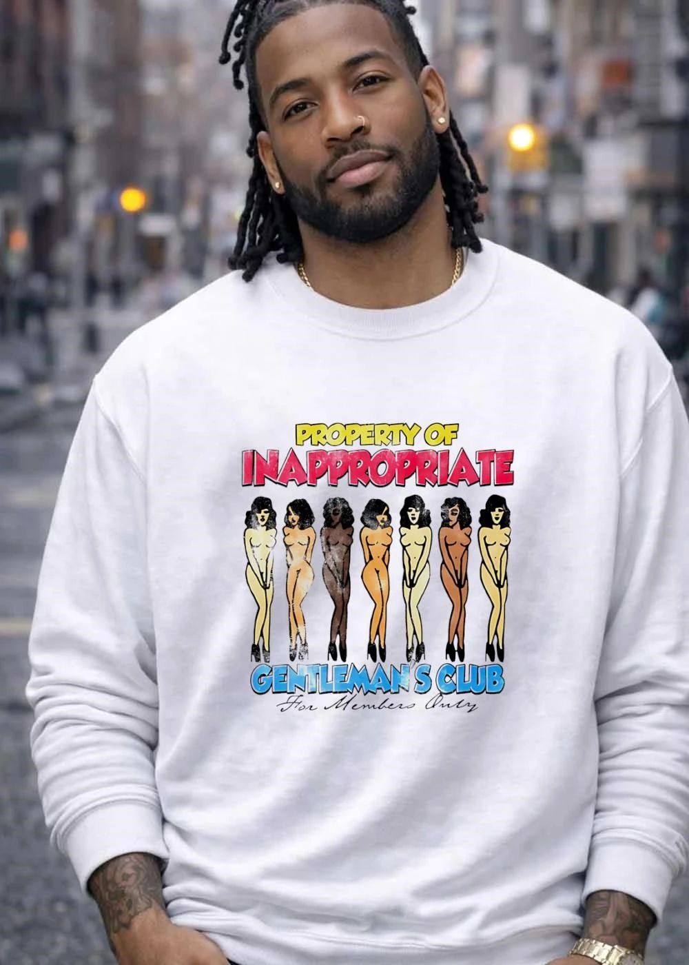 Property Of Inappropriate Gentlemans Club For Members Only Seven Cartoon Pin Up Girls Line Art shirt