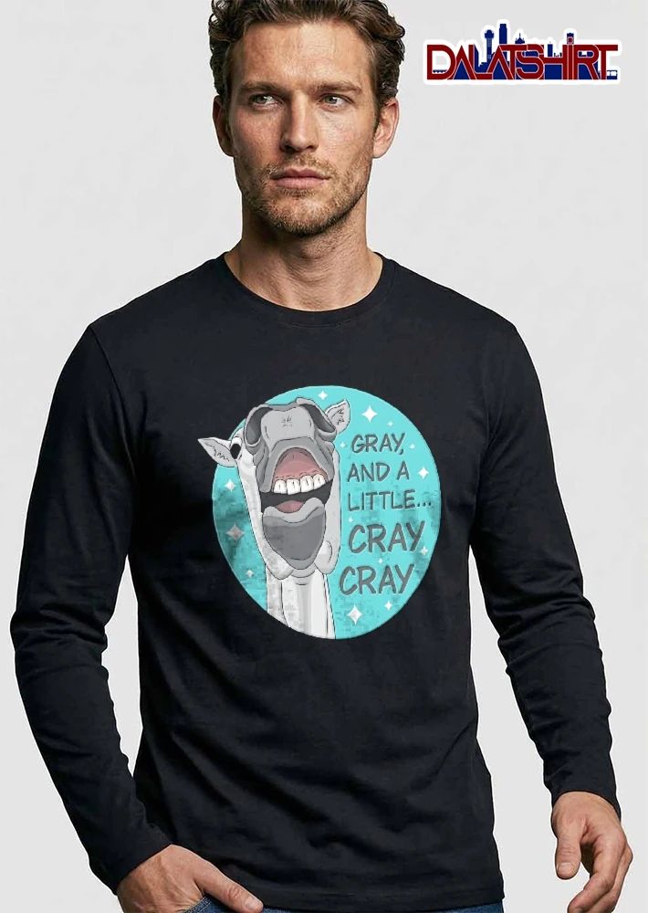 Gray And A Little Cray Cray Cartoon Wide Open Mouth Horse Head Teal Circle Stars shirt