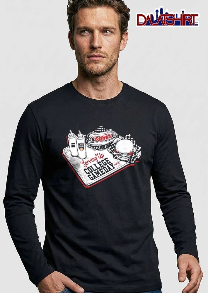 Espn NCAA Serving Up College Gameday Since 1987 Food Tray Hot Dog Burger Sketch shirt
