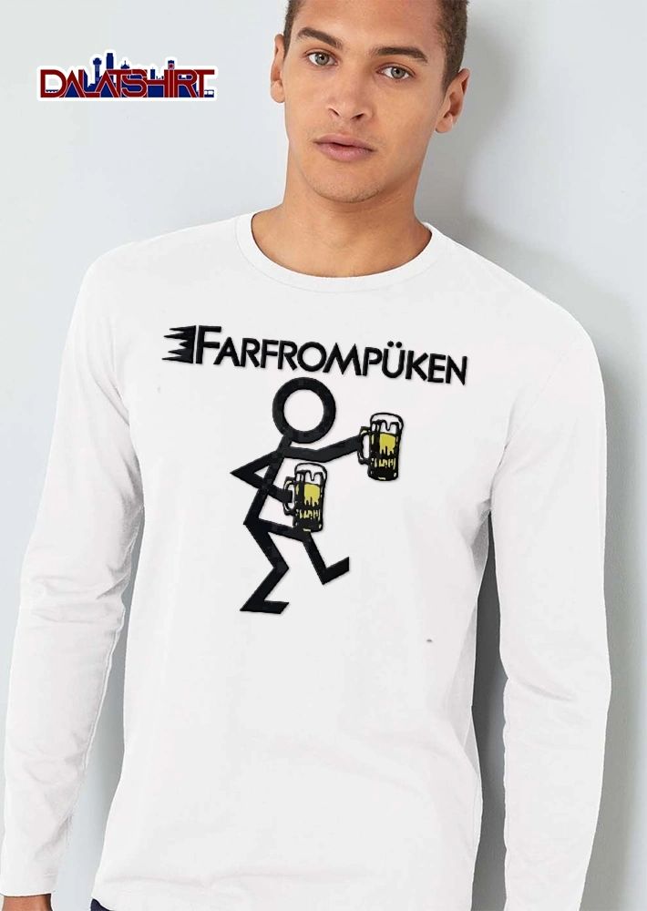 Farfrompuken Stick Figure Holding Two Beer Mugs Line Art shirt
