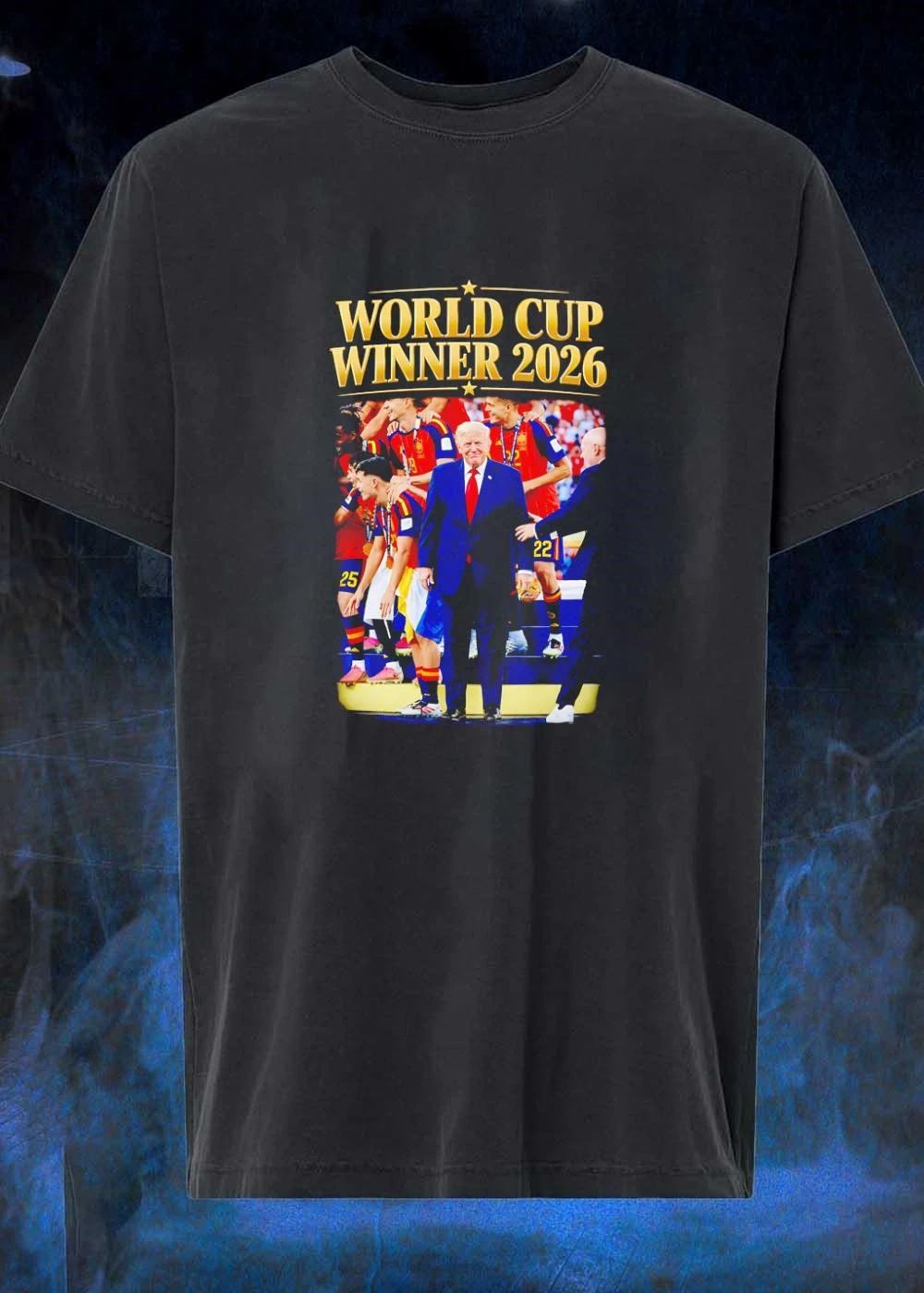Celebrity Apparel Donald Trump Standing with Spain Soccer Team World Cup Winner