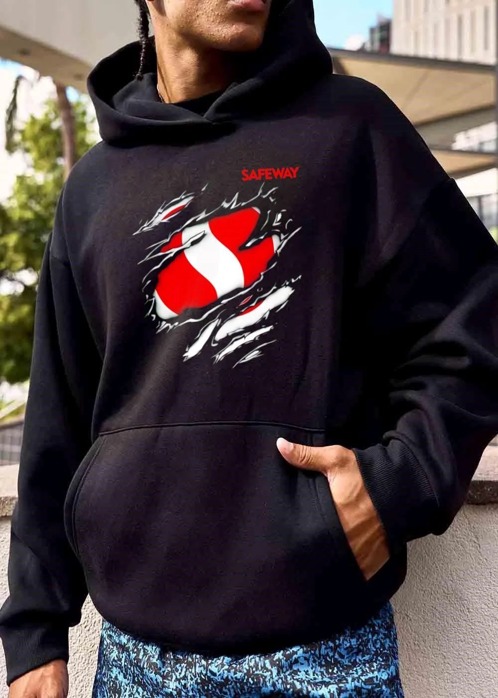 Safeway Claw Marks Ripped Metallic Surface Red White Logo shirt