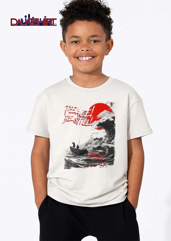 Peace Be Still Disciples Wooden Boat Giant Crashing Wave shirt