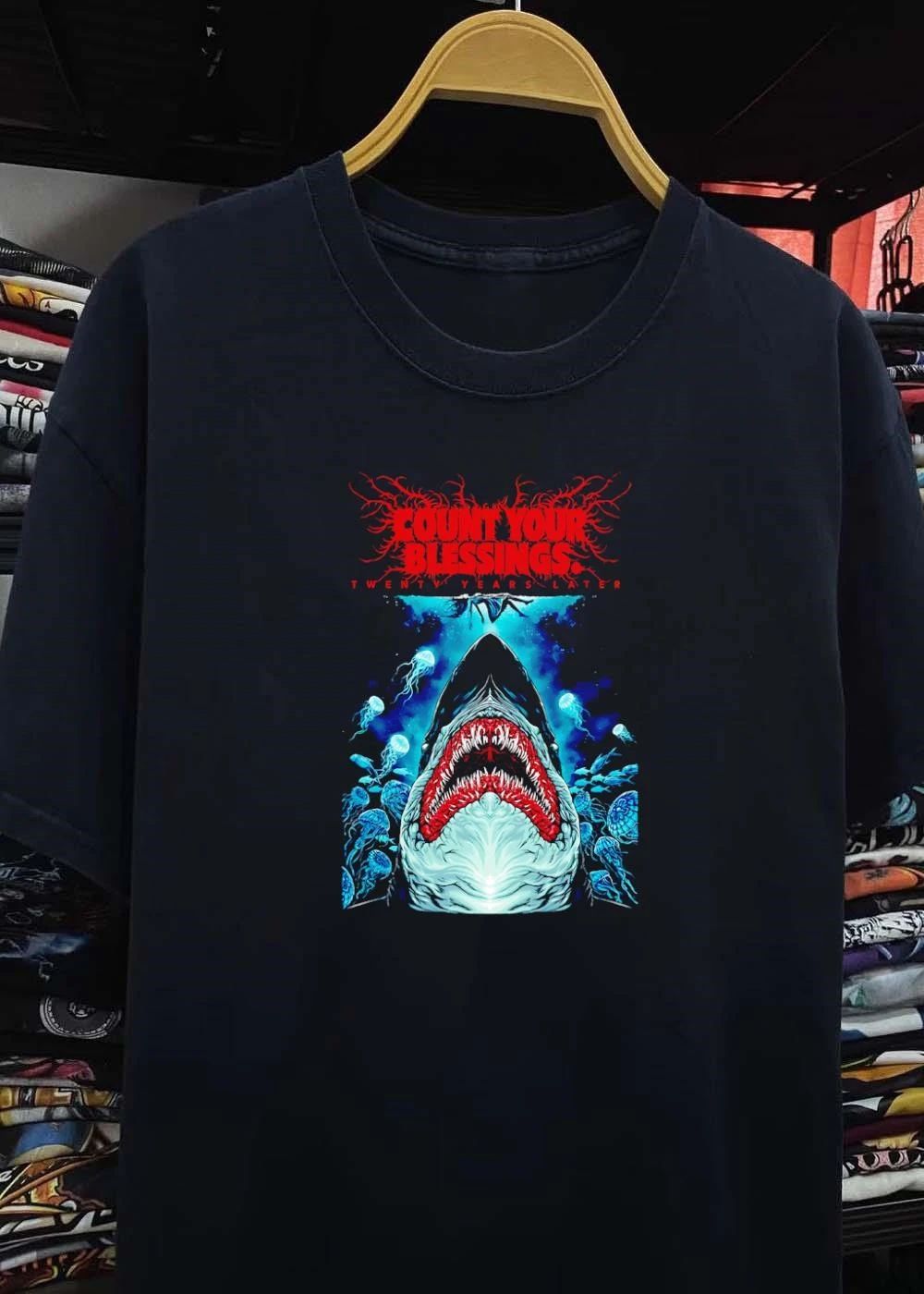 Horror Movie Apparel Count Your Blessings Twenty Years Later Shark shirt