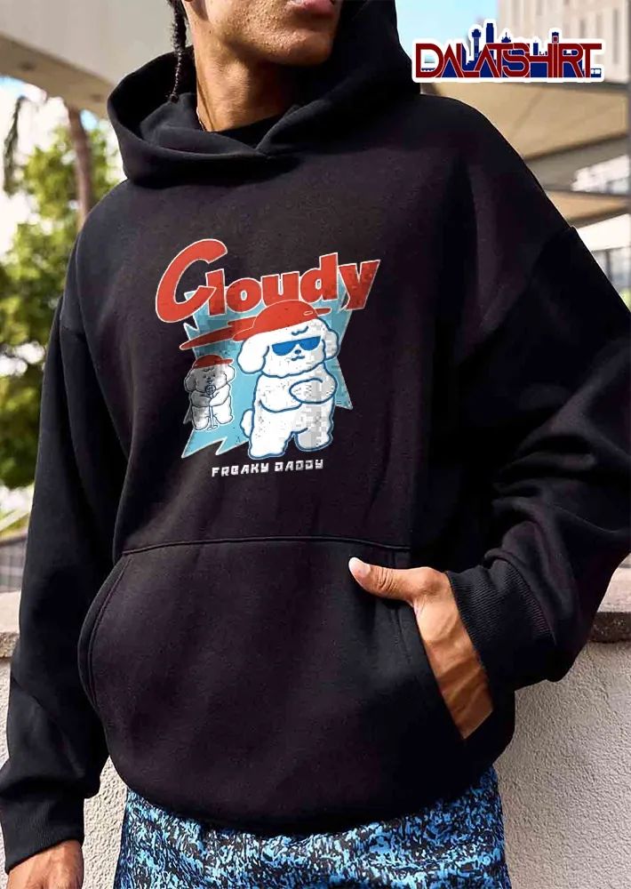 Cloudy Freaky Daddy Retro Cartoon Poodles Sunglasses Microphone shirt