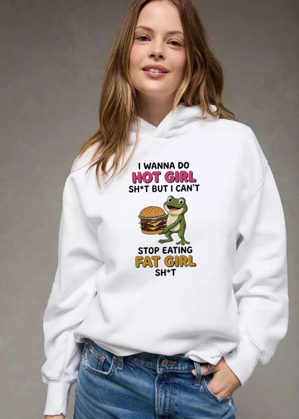 I Wanna Do Hot Girl Shit But Cant Stop Eating Fat Cartoon Frog Holding Cheeseburger shirt