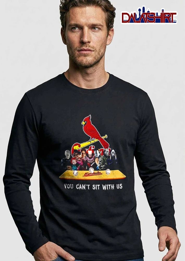 St Louis Cardinals MLB You Cant Sit With US Horror Movie Villains Wooden Bench Baseballs shirt