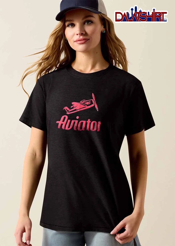 Aviator Red Propeller Airplane Flying In Sky Line Art Silhouette shirt