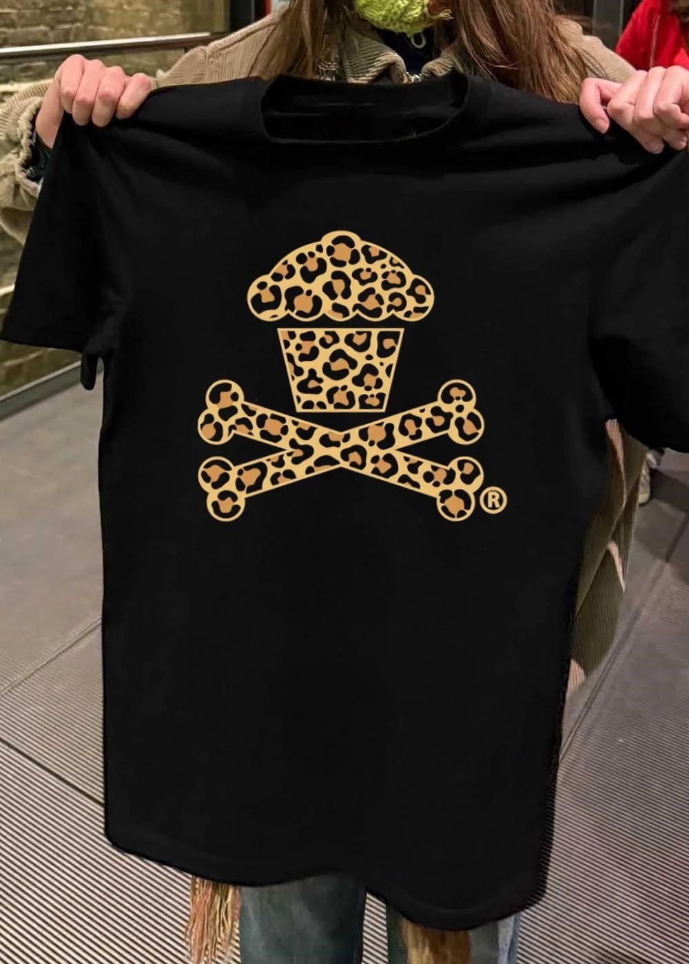 R Leopard Print Cupcake and Bones T-Shirt