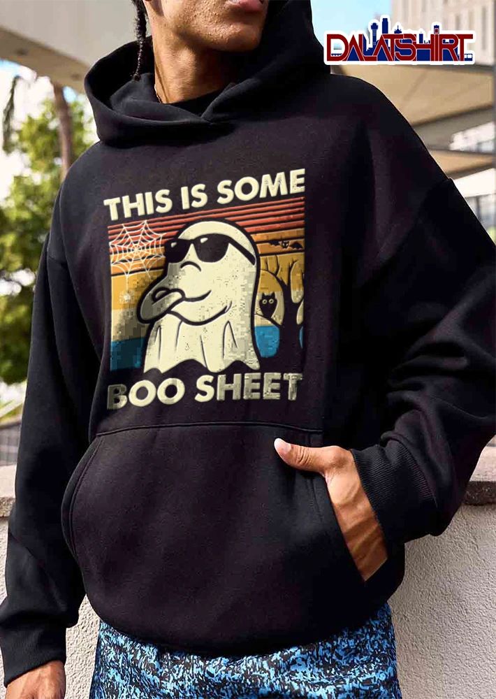 This Is Some Boo Sheet Retro Sunset Ghost Sunglasses Tree Silhouette shirt