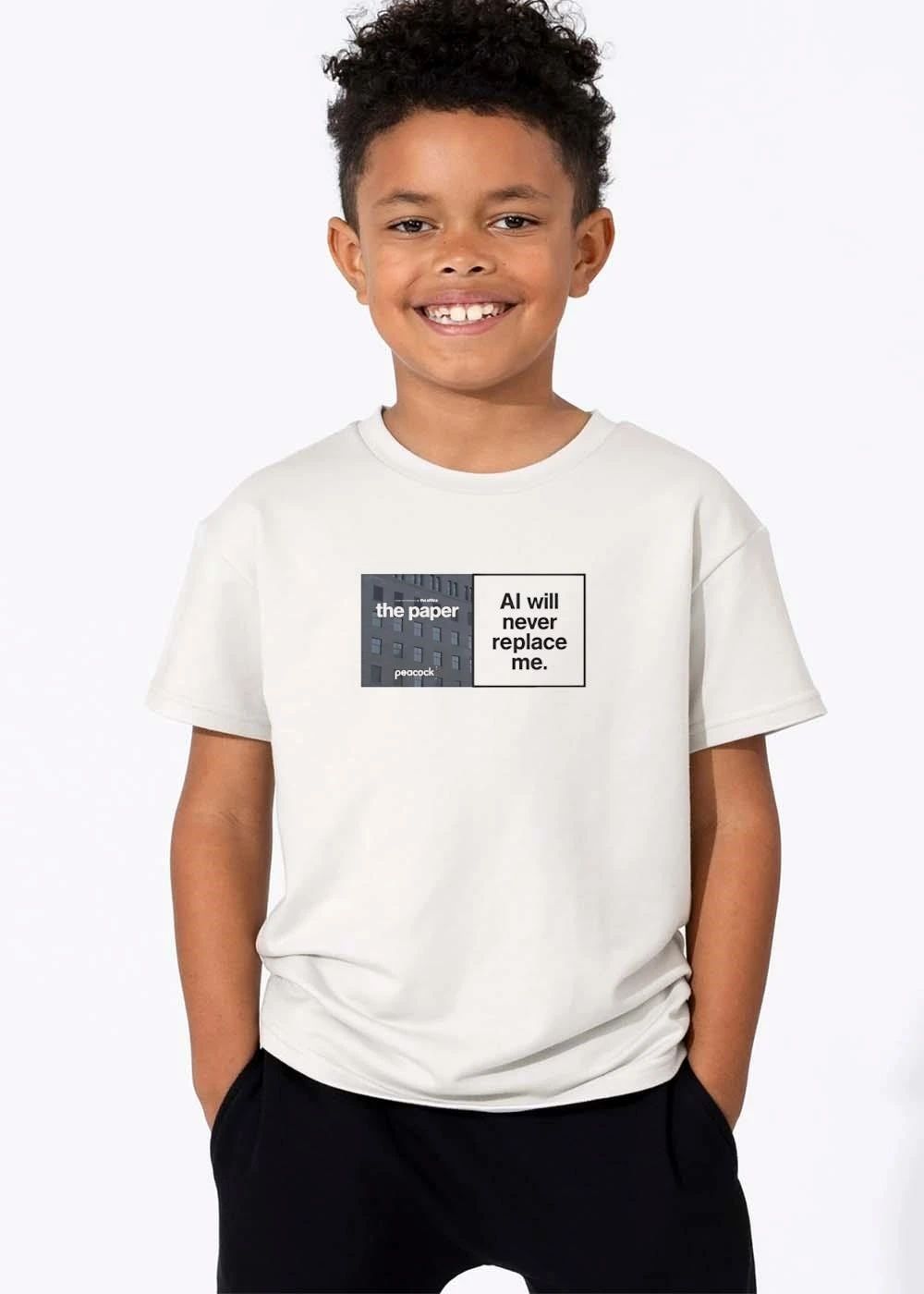 The Paper Peacock Ai Will Never Replace Me Split Screen Building Facade Text Box shirt