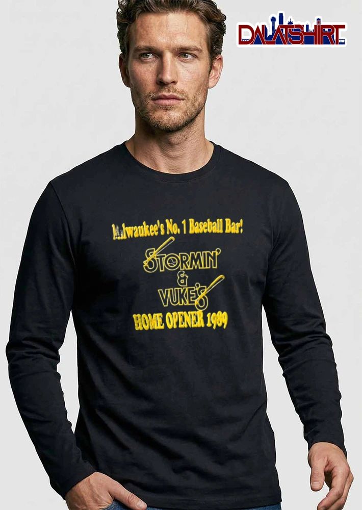 Milwaukees No 1 Baseball Bar Stormin And Vukes Home Opener 1989 Crossed Bats Ball Logo shirt
