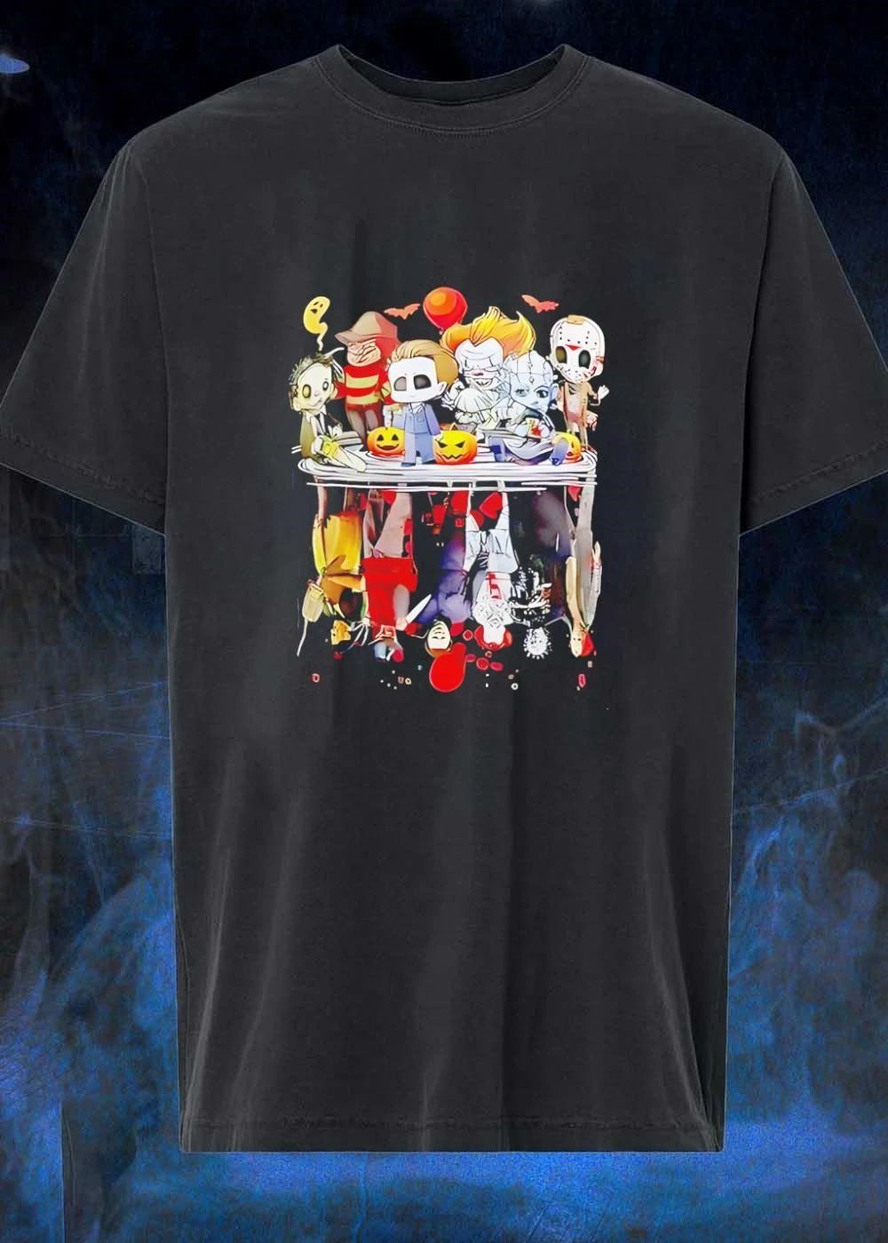 Horror Icons Chibi Halloween Characters Upside Down Reflection shirt