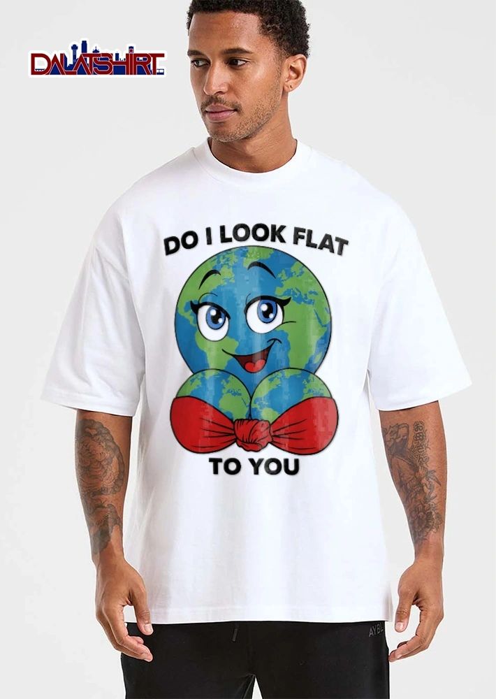 Do I Look Flat To You Cartoon Anthropomorphic Planet Earth Globe Red Bikini Top shirt