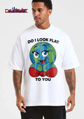Do I Look Flat To You Cartoon Anthropomorphic Planet Earth Globe Red Bikini Top shirt