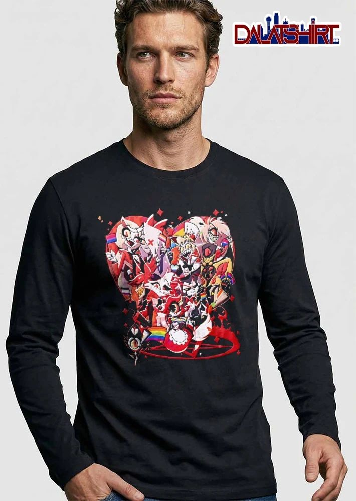 Hazbin Hotel pride flags pentagram heart shirt