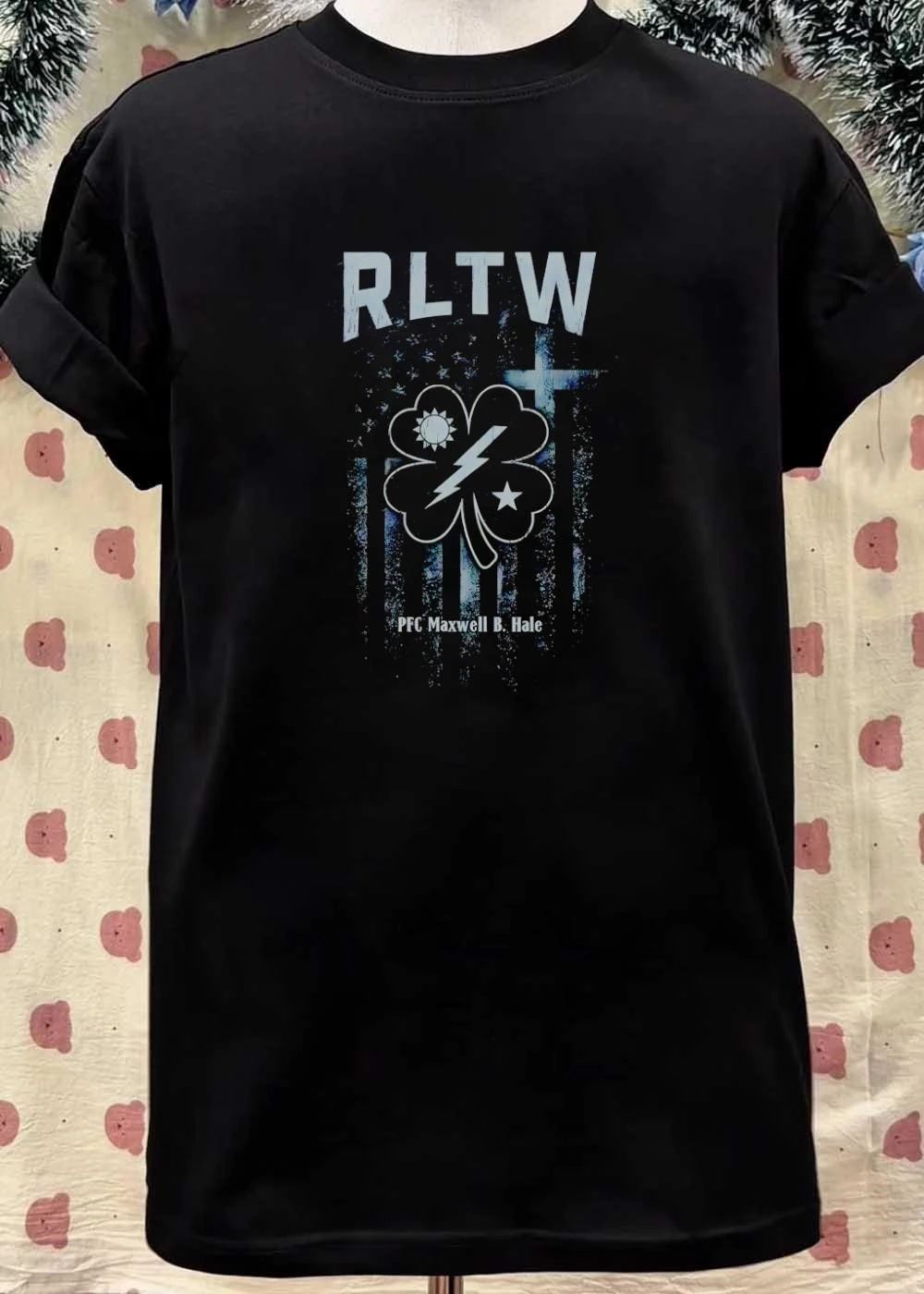 PFC Maxwell B. Hale RLTW Four Leaf Clover Lightning Bolt Stars Shirt