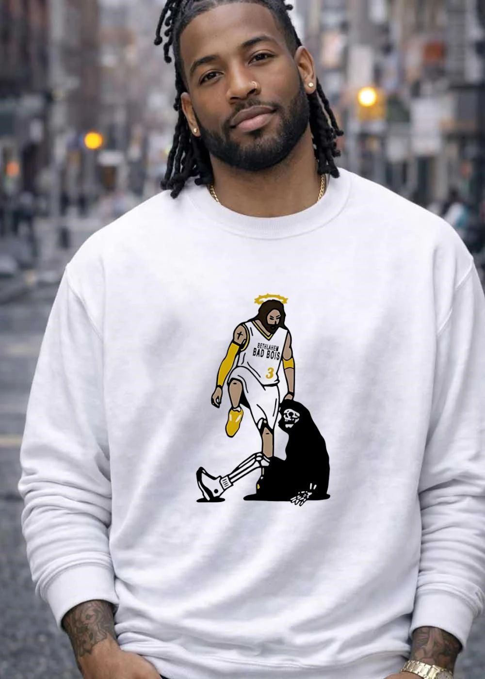 Bethlahem Bad Bois Basketball Art Jesus Dribbling Over Death shirt