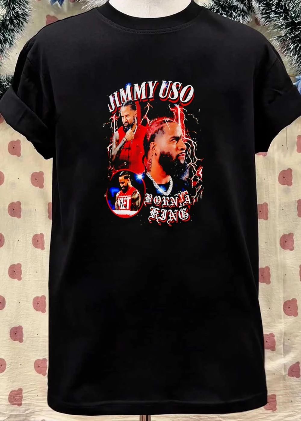 Jimmy Uso Born a King Red Lightning Graphic T-Shirt