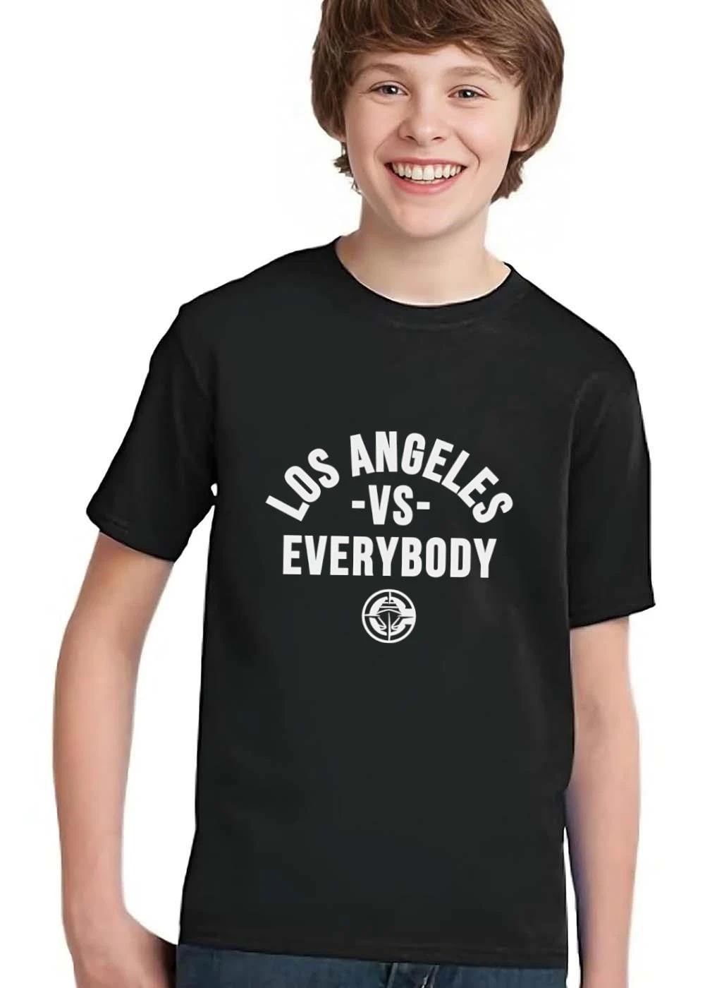 Los Angeles Vs Everybody Curved Text Block Circular Ship Emblem Logo shirt