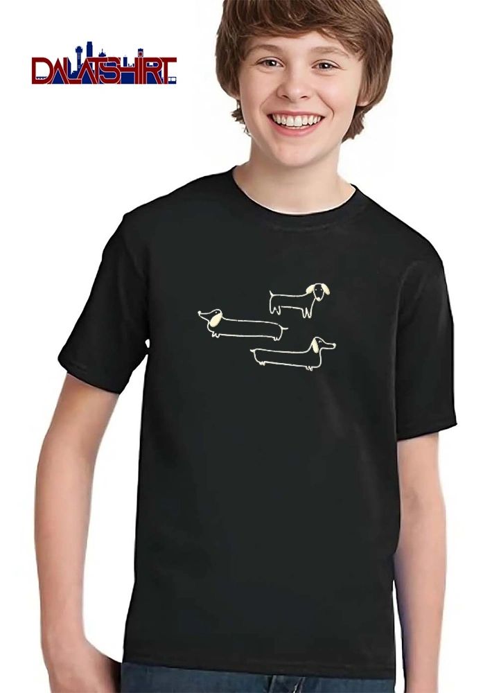Three Dachshund Dogs Standing Line Art Distressed Sketch shirt