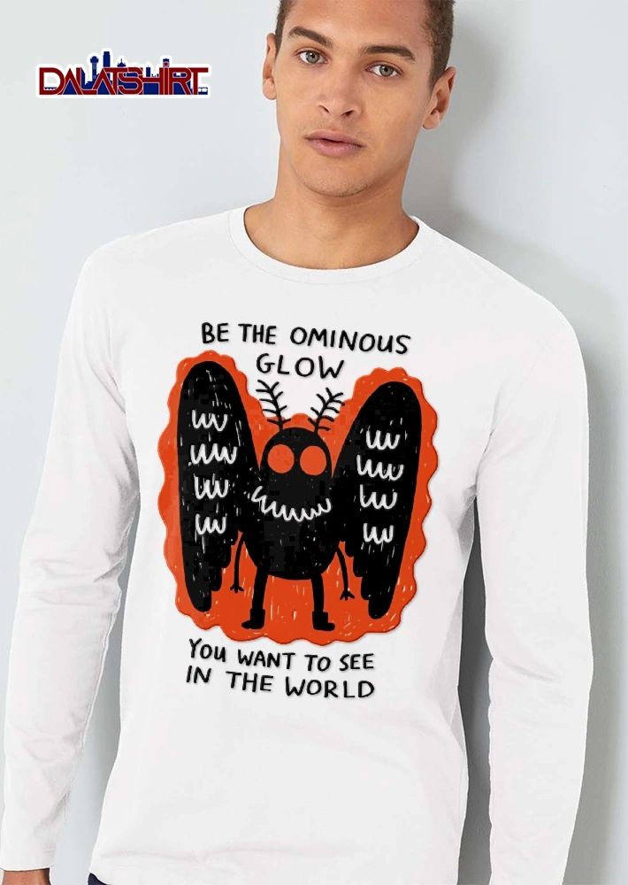 Be The Ominous Glow You Want To See In The World Cartoon Black Mothman Cryptid Orange Aura shirt