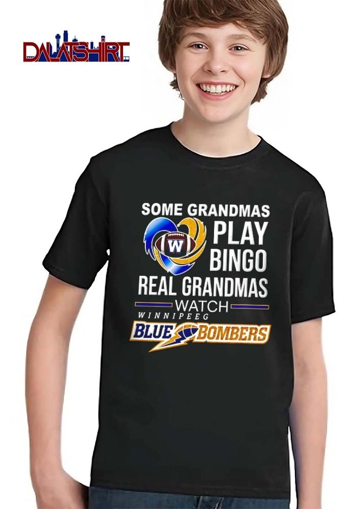 Winnipeg Blue Bombers Some Grandmas Play Bingo Real Watch Glitter Heart Swirl Football Logo shirt