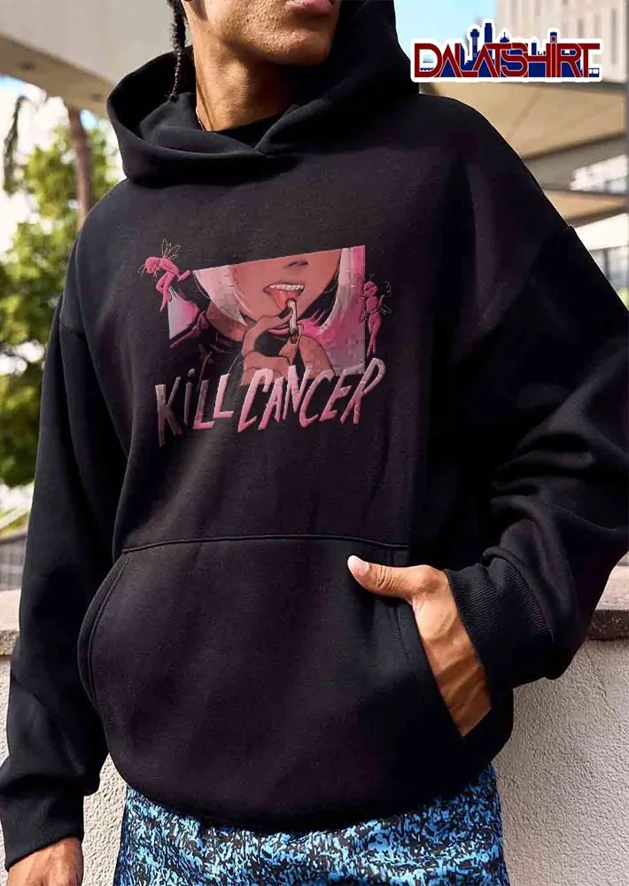 Kill Cancer Anime Girl Licking Lit Cigarette Pink Fairies shirt