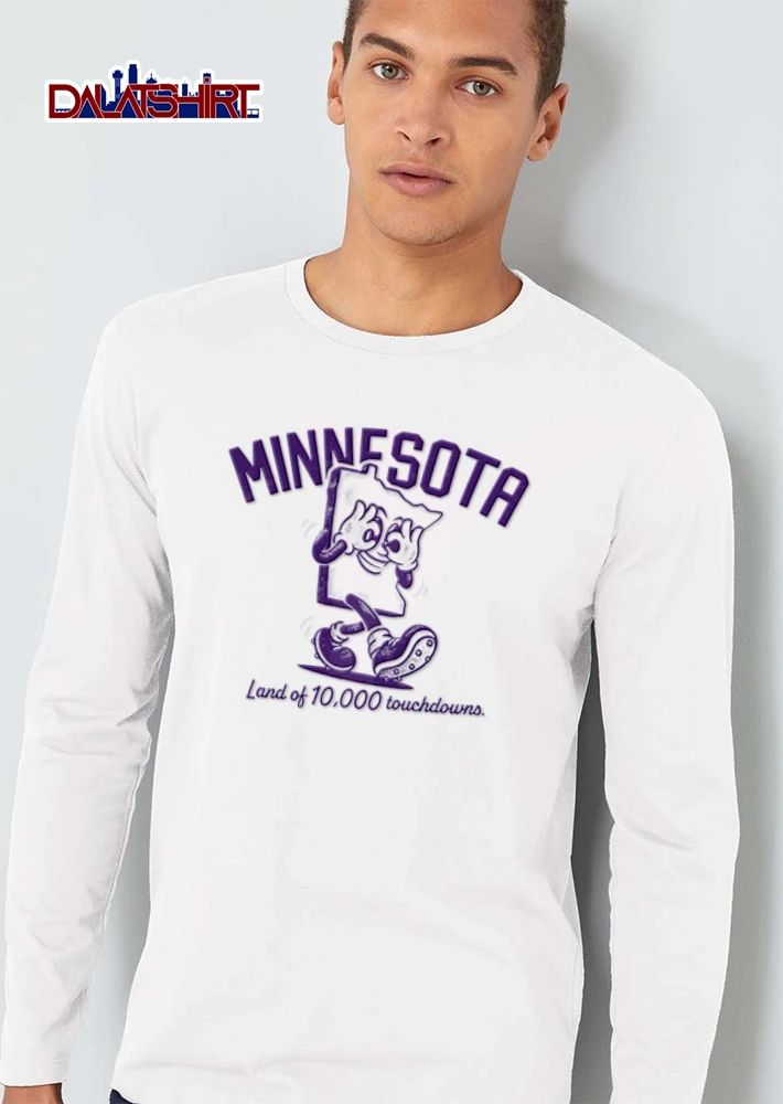 Minnesota Land Of 10000 Touchdowns Retro Cartoon State Map Griddy Dance Football Cleats shirt