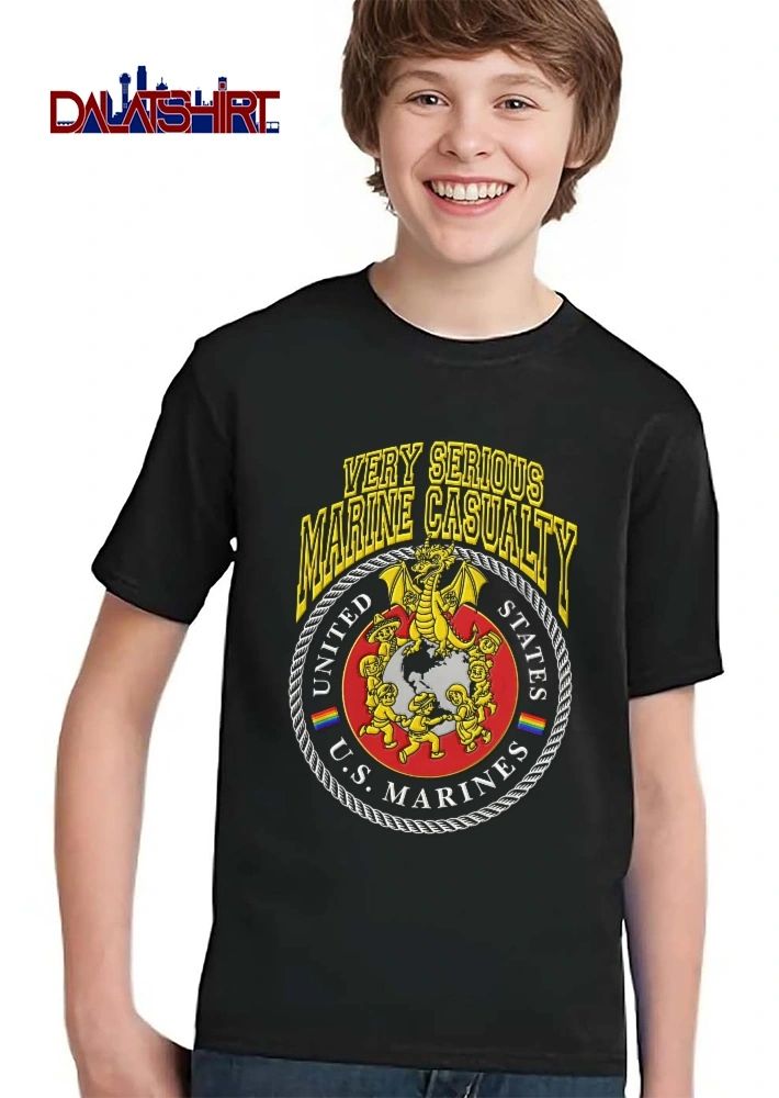 United States US Marines Very Serious Marine Casualty Yellow Dragon Globe Children Rainbow Flag shirt