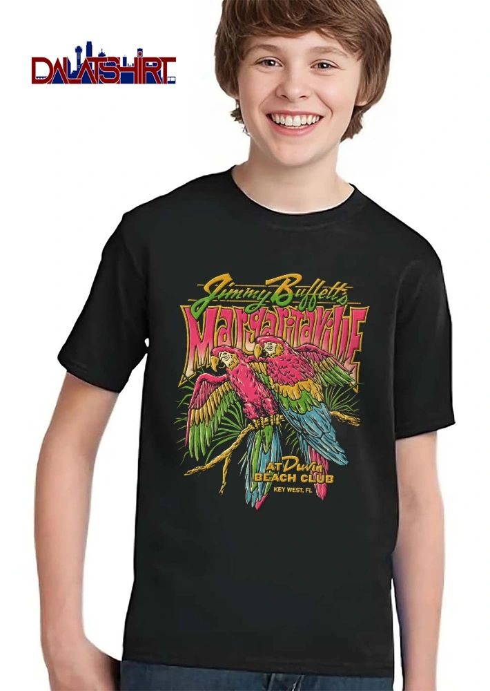 Jimmy Buffetts Margaritaville At Duvin Beach Club Key West FL Two Pink Parrots Palm Leaves shirt