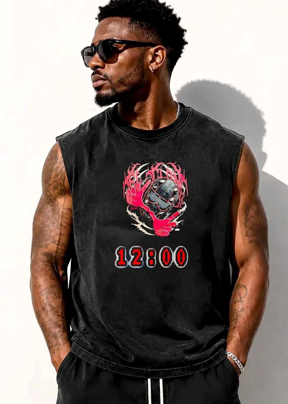Aew Action 12 00 Helmeted Figure Framing Eyes Hands Spiky Metal Graphics shirt