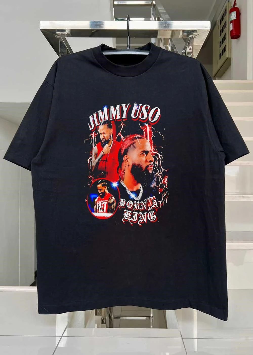 Jimmy Uso Born a King Red Lightning Graphic T-Shirt