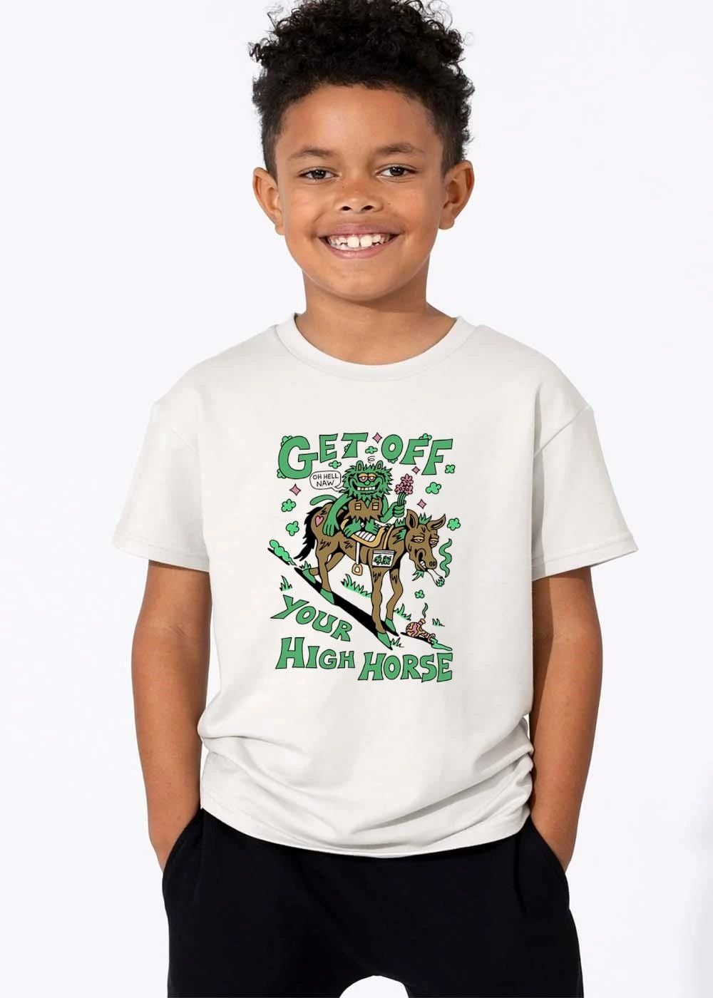 Premium Killer Acid Get Off Your High Horse Oh Hell Naw Green Monster Riding Stoned Animal Bong Cartoon shirt