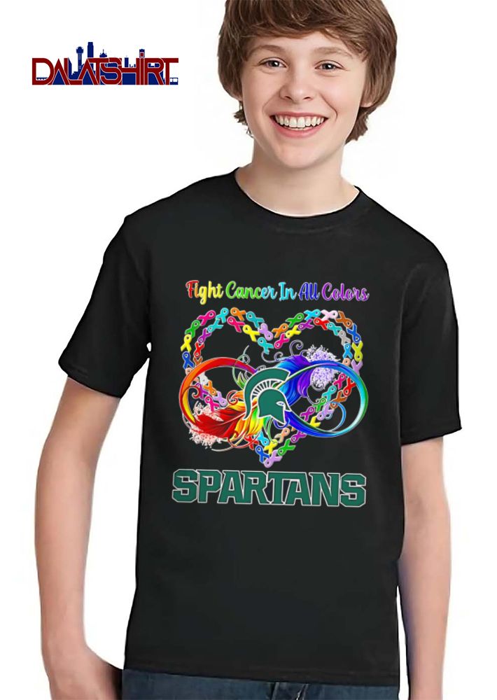 Michigan State Spartans NCAA Fight Cancer In All Colors Ribbon Heart Colorful Infinity Symbol shirt
