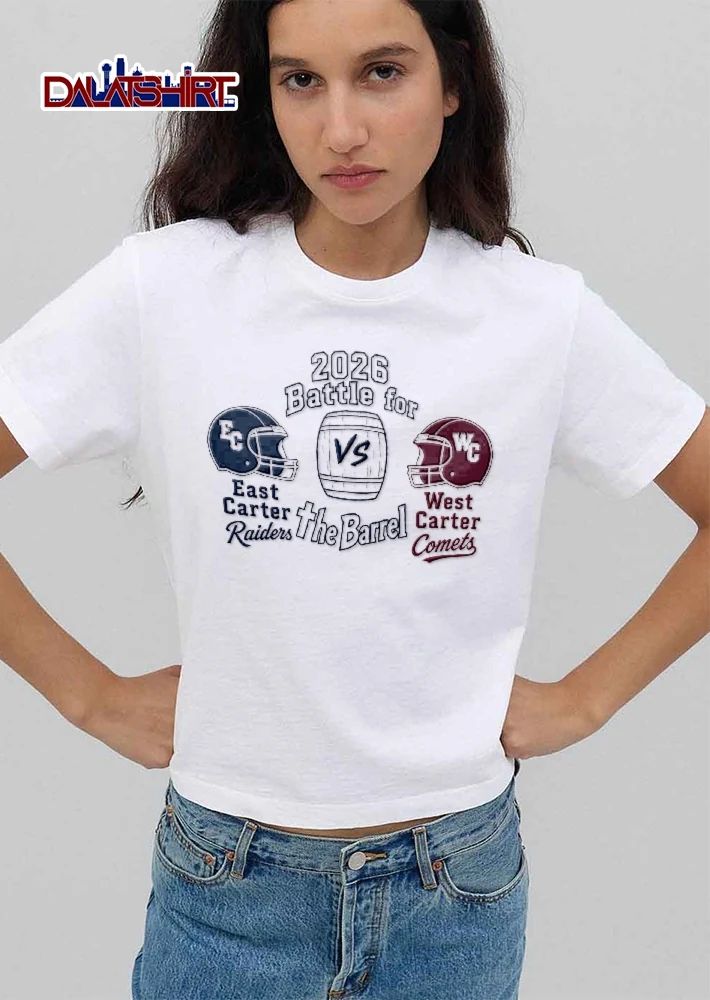 East Carter Raiders West Comets Battle For Vs The Barrel 2026 Football Helmets Wooden Cask shirt