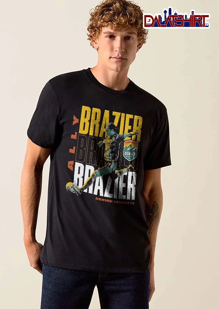 Denver Summit Fc Ally Brazier Female Soccer Player Kicking Ball Crest Distressed Typography shirt