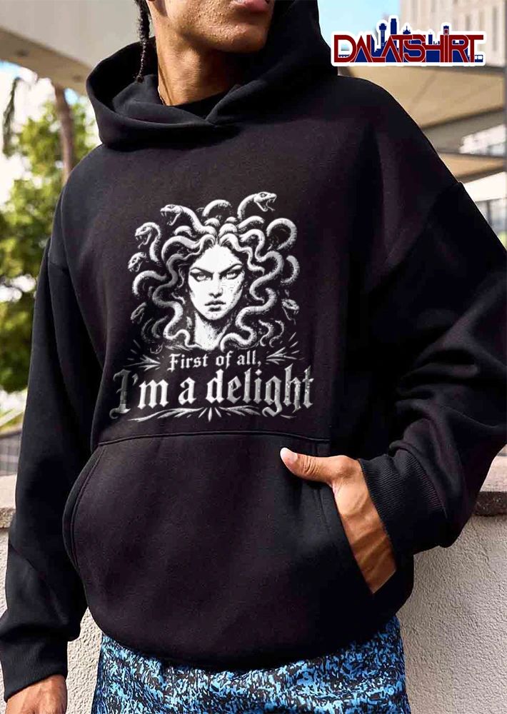 First Of All Im A Delight Medusa Snake Hair Portrait Line Art shirt