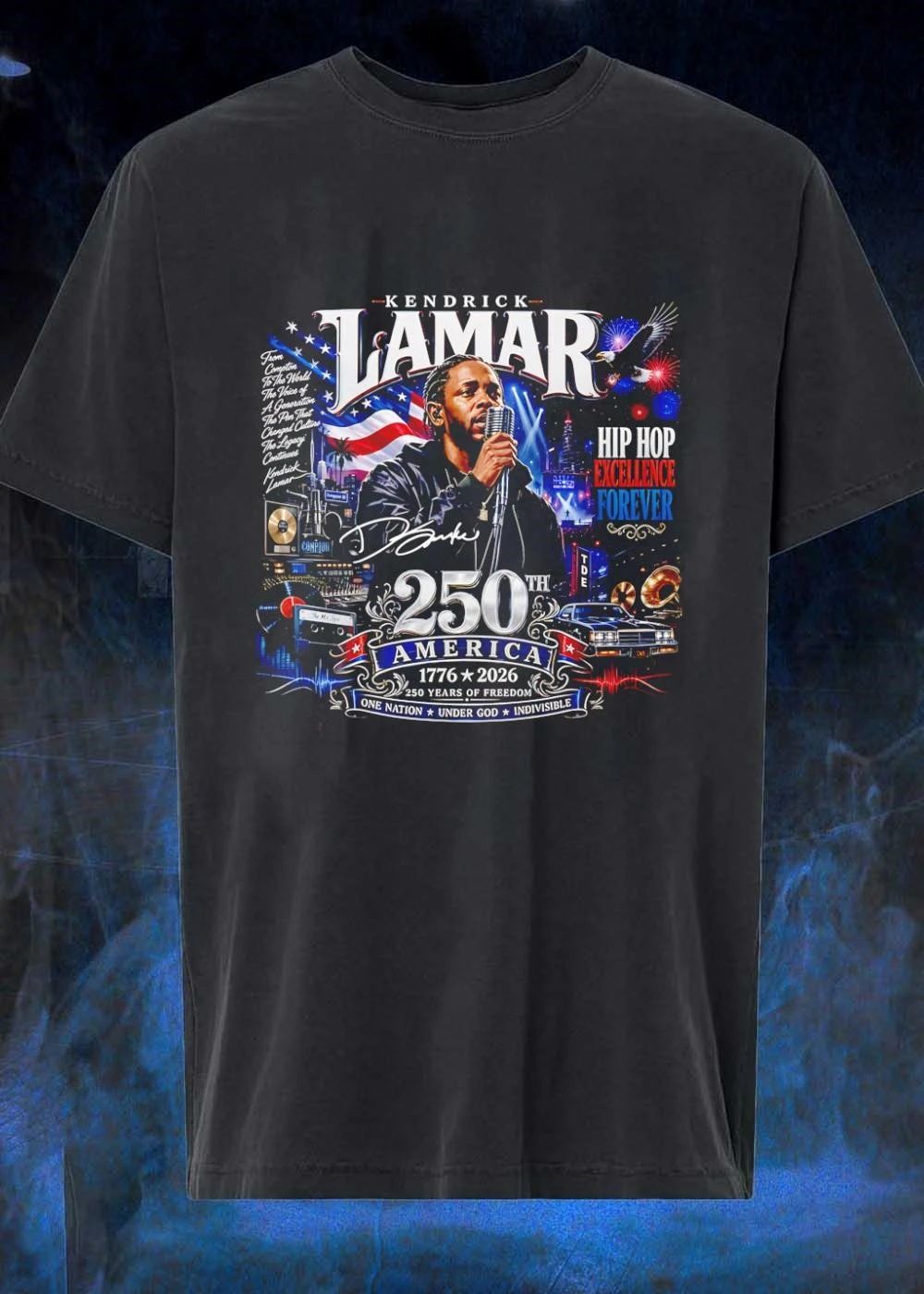 Kendrick Lamar Hip Hop Excellence Forever 250th America Of Freedom One Nation Under God Indivisible Singing Shirt