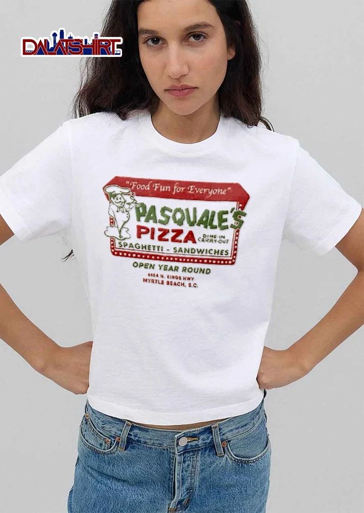 Pasquales Pizza Food Fun For Everyone Spaghetti Sandwiches Myrtle Beach Retro Cartoon Chef Mascot Marquee Sign shirt