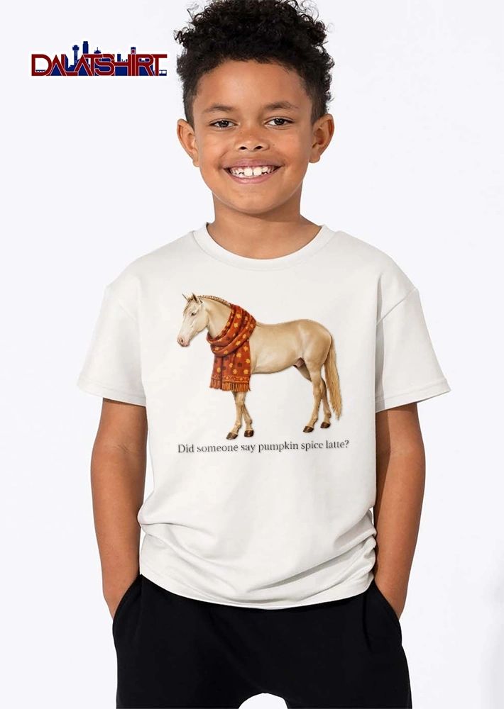 Did Someone Say Pumpkin Spice Latte Palomino Horse Wearing Autumn Leaf Scarf shirt