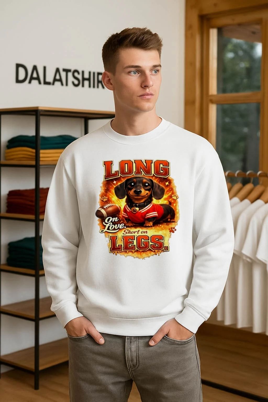 Dachshund football fan long on love short on legs shirt