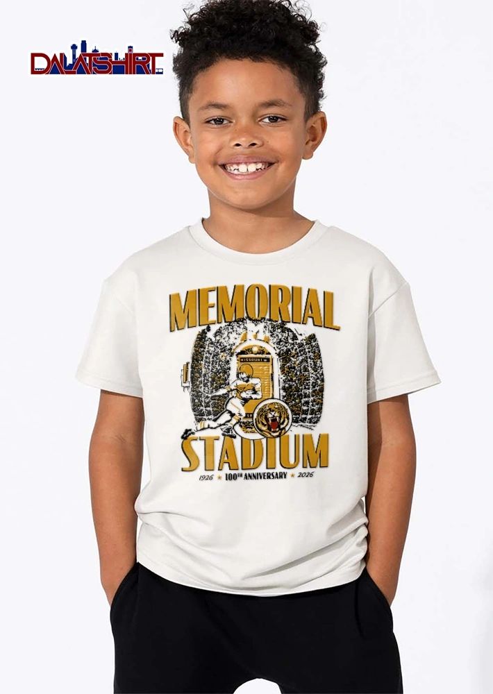Missouri Tigers NCAA Memorial Stadium 100th Anniversary 1926 2026 Football Player Mascot Arch Vintage shirt
