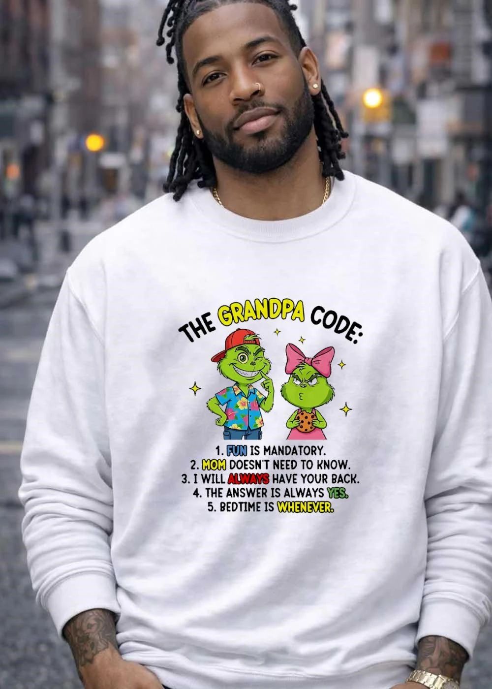 The Grandpa Code Fun is Mandatory Mom Does Not Need to Know Always Have Your Back The Answer is Always Yes Bedtime is Whenever shirt
