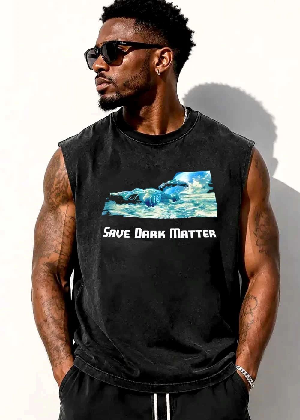 Save Dark Matter Sci Fi Spaceship Over Rocky Planet Surface shirt